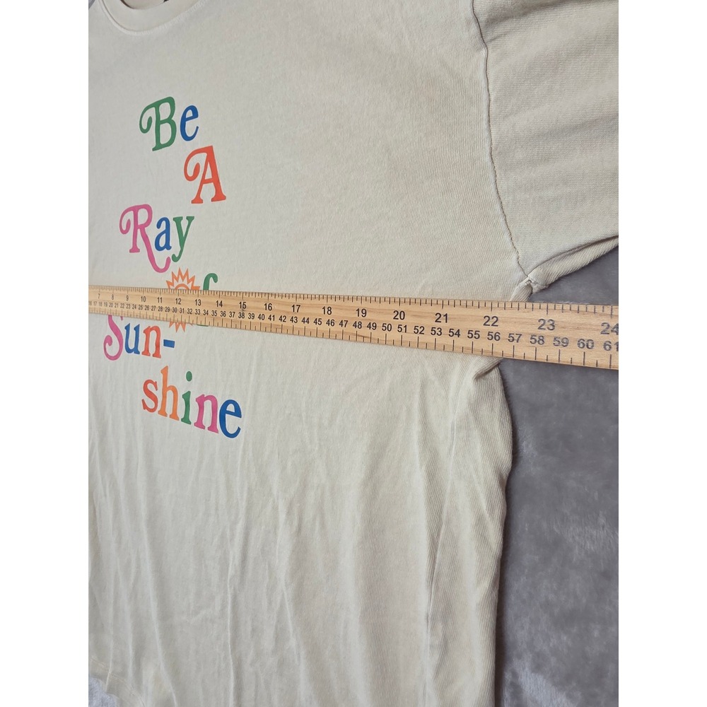Forever 21 Womens Cream Be A Ray of Sunshine Graphic T-Shirt Large Retro Sun Tee - Picture 5 of 6